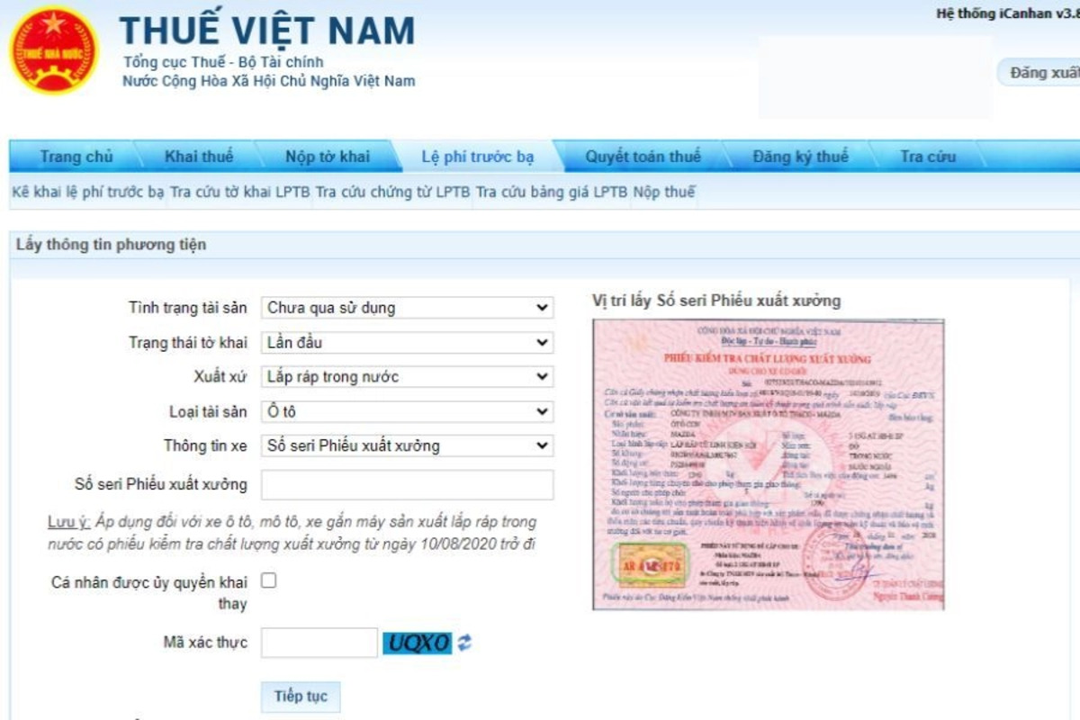 dong thue truoc ba Tiến hành đóng thuế trước bạ